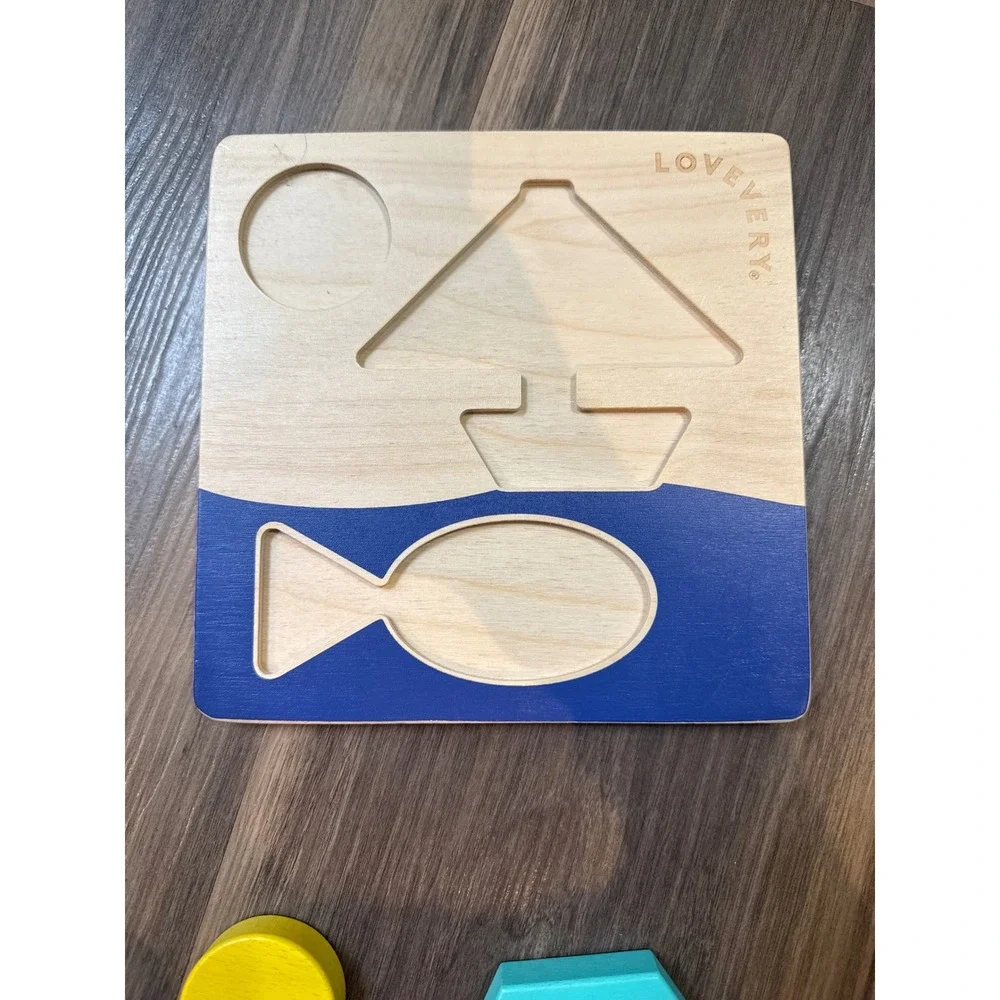 Lovevery Sunny Days Wooden Chunky Puzzle Multicolor Double Sided Missing Piece